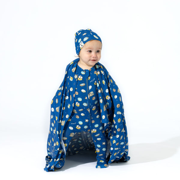 hanukkah-cookies-bamboo-swaddle-beanie-set-Bellabu Bear at Sophia's StyleSwaddle & Beanie-1